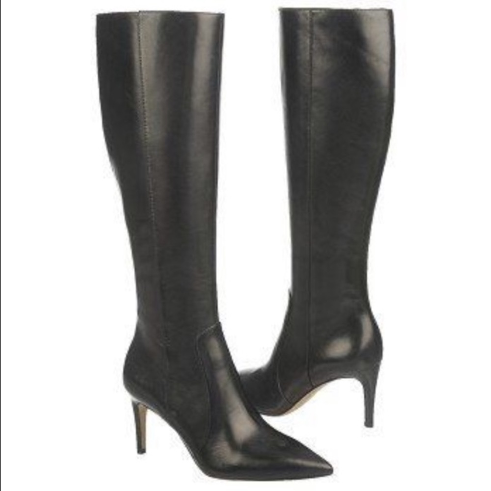 Via Spiga Dacia Dress Boot Pointed Heel Black Leather Size 9M